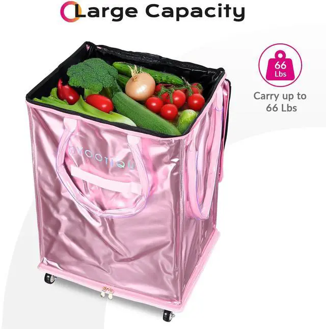 Alt view image 2 of 7 - Byootique 20" Rolling Tote Bag Grocery Bag on Wheels Shopping Trolley BubbleRush