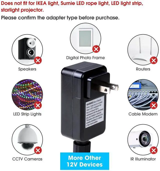 Alt view image 4 of 7 - Yescom UL Listed 12V DC Low Voltage Transformer with 16.4ft Power Cord, IP44 Waterproof Outdoor Power Adapter for Deck Lights & Landscape Lighting