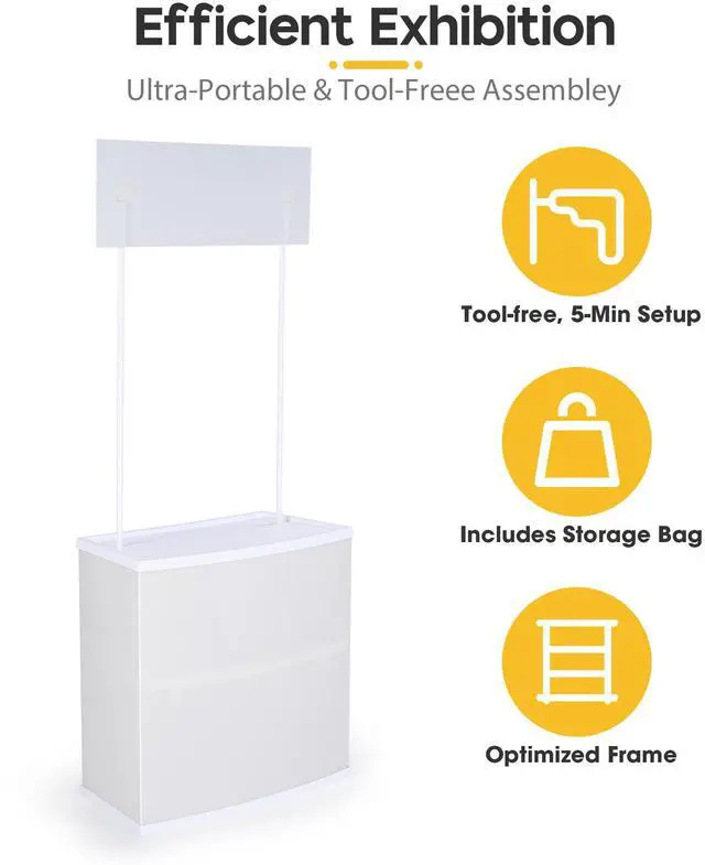 Alt view image 2 of 7 - Yescom Portable Promotion Counter Table Foldable Booth Kiosk Trade Show Display Banner Stand 2 Pack