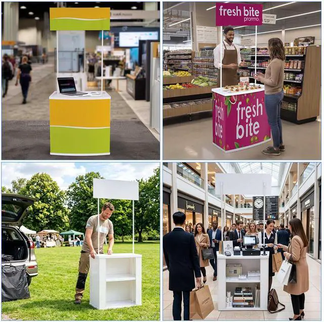 Alt view image 7 of 7 - Yescom Portable Promotion Counter Table Foldable Booth Kiosk Trade Show Display Banner Stand 2 Pack