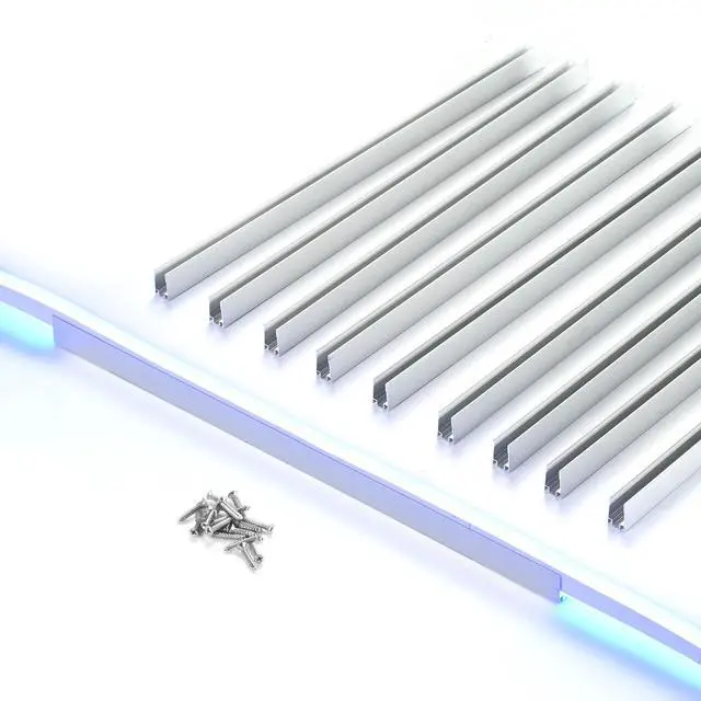 Main image of Yescom 10-pack 1-ft Commercial LED Track Channel 8x12mm for RGB Neon Rope Lights Aluminium Mounting Clips for Indoor Outdoor DIY Designs