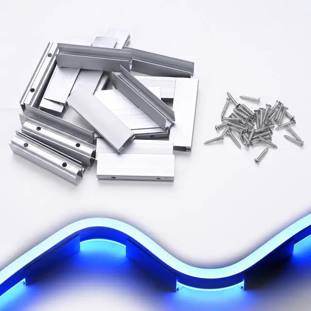 Alt view image 5 of 6 - Yescom 20-pack 2-inch Commercial LED Track Channel 8x12mm for RGB Neon Rope Lights Mini Aluminium Mounting Clips for Indoor Outdoor DIY Designs