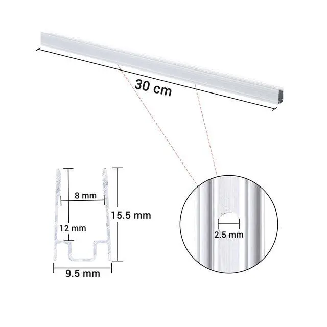 Alt view image 4 of 6 - Yescom 10-pack 1-ft Commercial LED Track Channel 8x12mm for RGB Neon Rope Lights Aluminium Mounting Clips for Indoor Outdoor DIY Designs