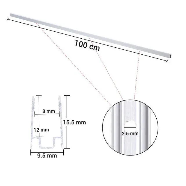Alt view image 4 of 6 - Yescom 5-pack 3-ft (1m) Commercial LED Track Channel 8x12mm for RGB Neon Rope Lights Aluminium Mounting Rails for Indoor Outdoor DIY Designs