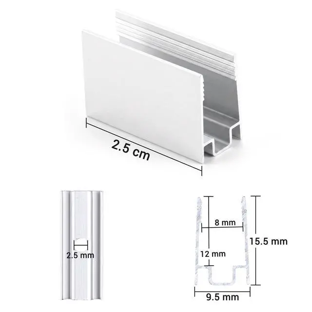 Alt view image 4 of 6 - Yescom 20-pack 1-inch Commercial LED Track Channel 8x12mm for RGB Neon Rope Lights Mini Aluminium Mounting Clips for Indoor Outdoor DIY Designs