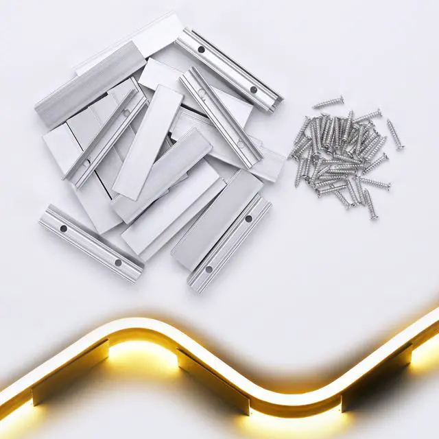 Alt view image 5 of 6 - Yescom 20-pack 2-inch Commercial LED Track Channel 7x10mm for Warm White Neon Rope Lights Mini Aluminium Mounting Clips for Indoor Outdoor DIY Designs
