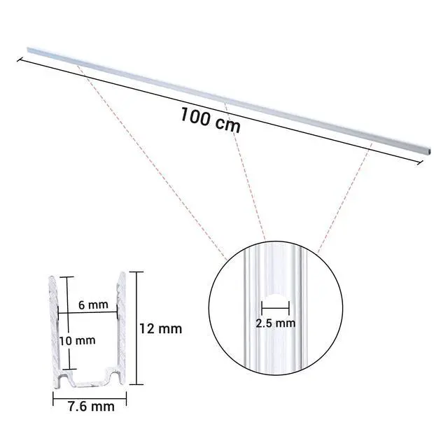 Alt view image 4 of 6 - Yescom 5-pack 3-ft (1m) Commercial LED Track Channel 7x10mm for Warm White Neon Rope Lights Aluminium Mounting Rails for Indoor Outdoor DIY Designs