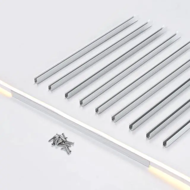 Main image of Yescom 10-pack 1-ft Commercial LED Track Channel 7x10mm for Warm White Neon Rope Lights Aluminium Mounting Clips for Indoor Outdoor DIY Designs