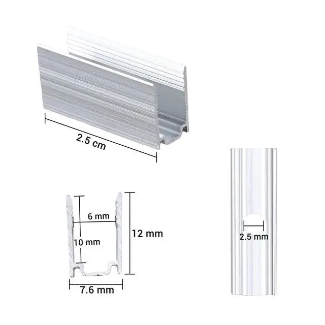 Alt view image 4 of 6 - Yescom 20-pack 2-inch Commercial LED Track Channel 7x10mm for Warm White Neon Rope Lights Mini Aluminium Mounting Clips for Indoor Outdoor DIY Designs