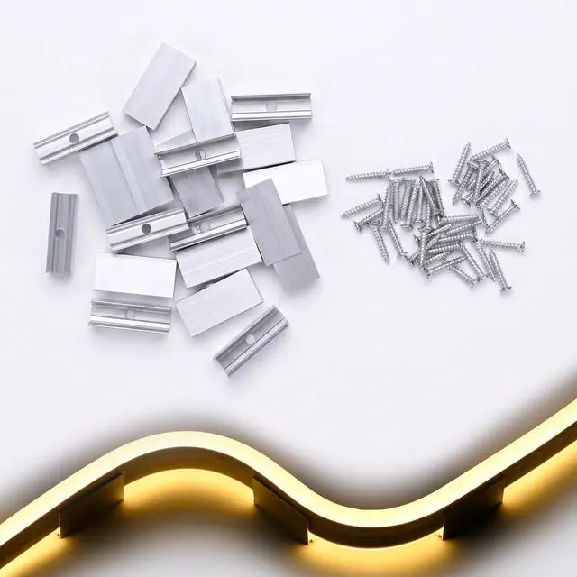 Alt view image 5 of 6 - Yescom 20-pack 2-inch Commercial LED Track Channel 7x10mm for Warm White Neon Rope Lights Mini Aluminium Mounting Clips for Indoor Outdoor DIY Designs