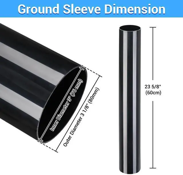 Alt view image 2 of 7 - Yescom 3"(76mm) ID Flagpole Ground Sleeve, PVC Anti-rust In Ground Flag Pole Protector Sleeve Replacement Fits 2 15/16" OD Flagpoles, Compatible with Bravery Valor 30ft Flag Pole