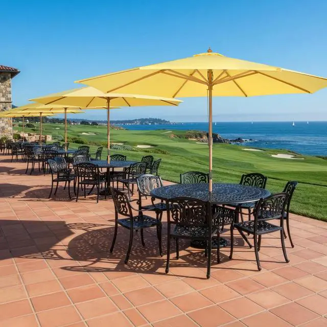 Main image of Yescom 13FT Large Outdoor Patio Umbrella UV30+ Wood 8 Rib Pole for Table Beach Yard Garden Wedding Deck Cafe Pool Yellow