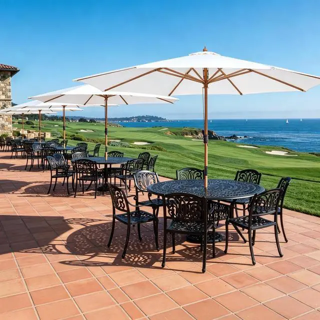 Main image of Yescom 13FT Large Outdoor Patio Umbrella UV30+ Wood 8 Rib Pole for Table Beach Yard Garden Wedding Deck Cafe Pool White