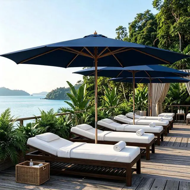 Main image of Yescom 13FT Large Outdoor Patio Umbrella UV30+ Wood 8 Rib Pole for Table Beach Yard Garden Wedding Deck Cafe Pool Navy