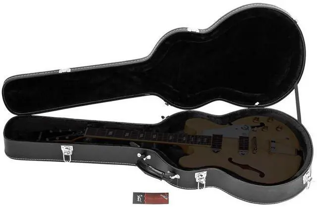 Main image of Yescom Electric Guitar Case Hard Shell with Lock, Suit for Gibson 335 Style | High-End Fine-Grain PU Leather Hard Case Soft Padding Fits Semi-Hollow & Hollowbody Guitars, Black