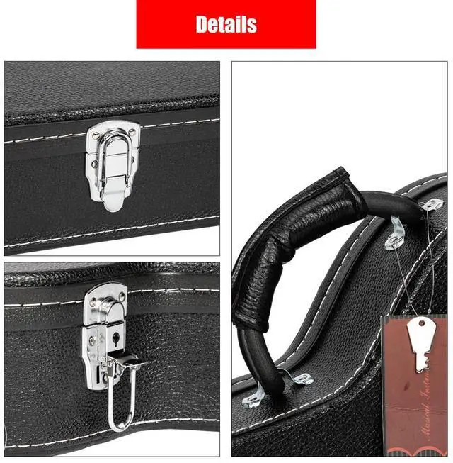 Alt view image 4 of 7 - Yescom Electric Guitar Case Hard Shell with Lock, Suit for Gibson 335 Style | High-End Fine-Grain PU Leather Hard Case Soft Padding Fits Semi-Hollow & Hollowbody Guitars, Black