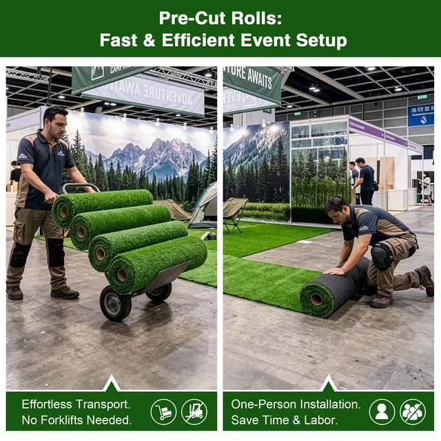 Alt view image 5 of 7 - Yescom 3-FT x 50-FT Brand Activations Event Turf Pre-cut Roll Large Trade Show Booths Artificial Grass-0.8"H