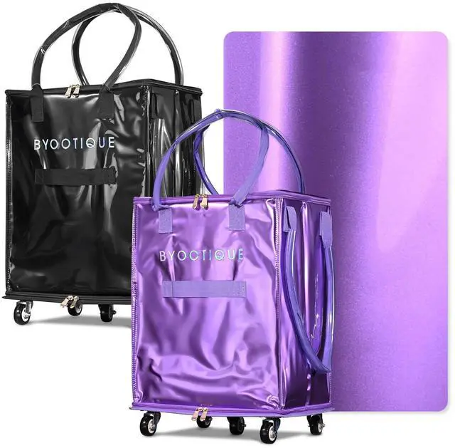 Main image of BYOOTIQUE 16" Grocery Bag on 5 Wheel Resuable Rolling Tote Shopping Storage 2 Pack,60L,66 Lbs Weight Capacity,Waterproof,PU Material,Reusable Shopping Trolley with Handle,for Laundry Event