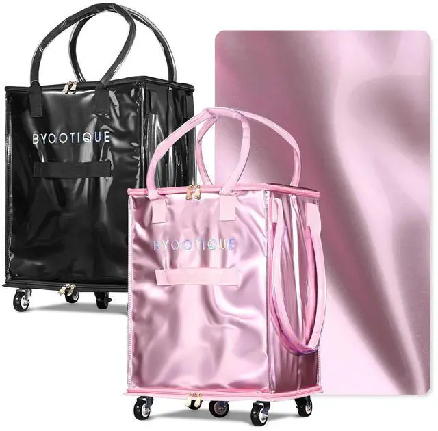 Main image of BYOOTIQUE 16" Resuable Rolling Tote Shopping Storage on 5 Wheel Grocery Bag 2 Pack,60L,66 Lbs Weight Capacity,Waterproof,PU Material,Reusable Shopping Trolley with Handle,for Laundry Event