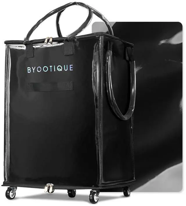 Main image of Byootique 20" Rolling Tote Bag Grocery Bag on 5 Wheels for Travel MidnightGlitz
