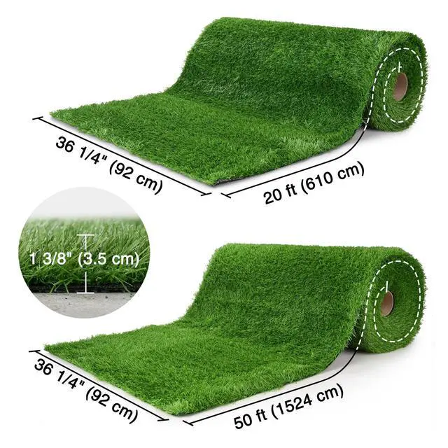 Alt view image 7 of 7 - Yescom 12'x70' Batting Cage Synthetic Turf Field Artificial Grass Rug Roll 4pcs 20'x3'+4pcs 50'x3 for Baseball & Softball Training 1.38"H 800 Sq.Ft
