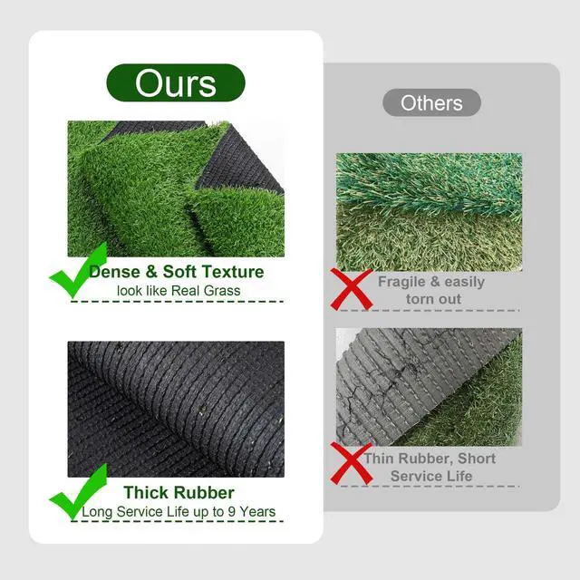 Alt view image 6 of 7 - Yescom 12'x70' Batting Cage Synthetic Turf Field Artificial Grass Rug Roll 4pcs 20'x3'+4pcs 50'x3 for Baseball & Softball Training 1.38"H 800 Sq.Ft