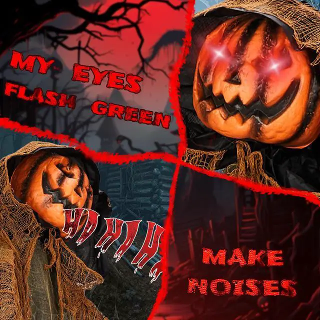Alt view image 3 of 7 - Yescom 5.8ft Halloween Decorations Life Size Animatronics Pumpkin Ghost Sound-Actived Creepy Sound & Haunted House Props