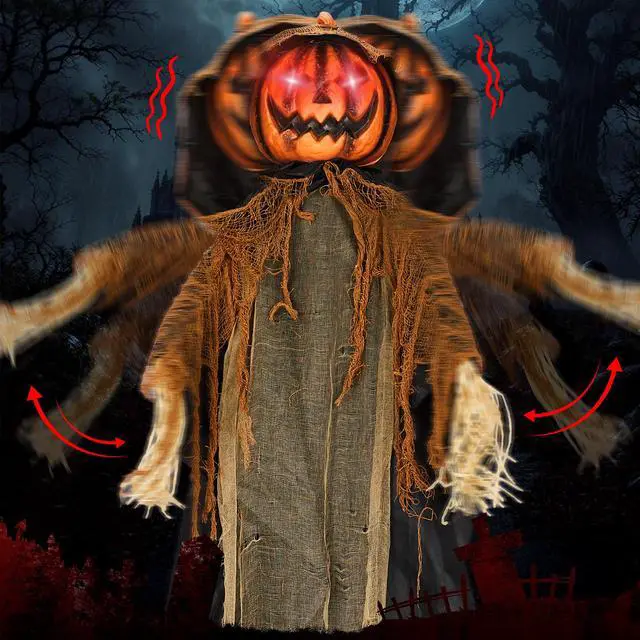 Alt view image 5 of 7 - Yescom 5.8ft Halloween Decorations Life Size Animatronics Pumpkin Ghost Sound-Actived Creepy Sound & Haunted House Props