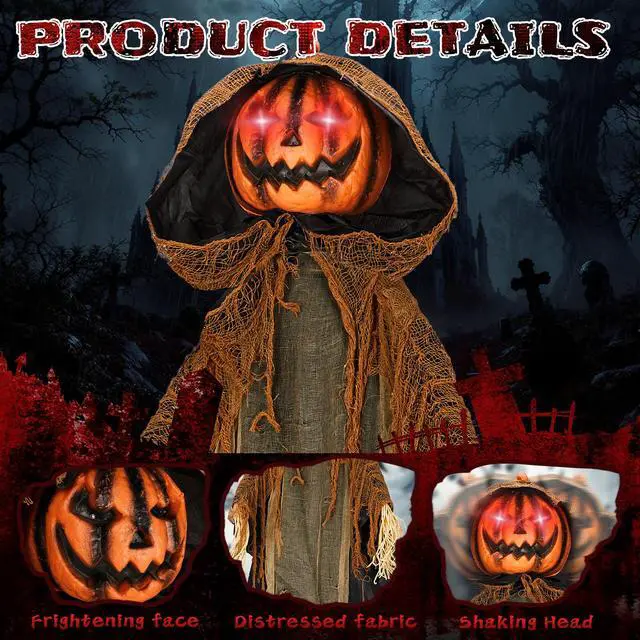 Alt view image 6 of 7 - Yescom 5.8ft Halloween Decorations Life Size Animatronics Pumpkin Ghost Sound-Actived Creepy Sound & Haunted House Props