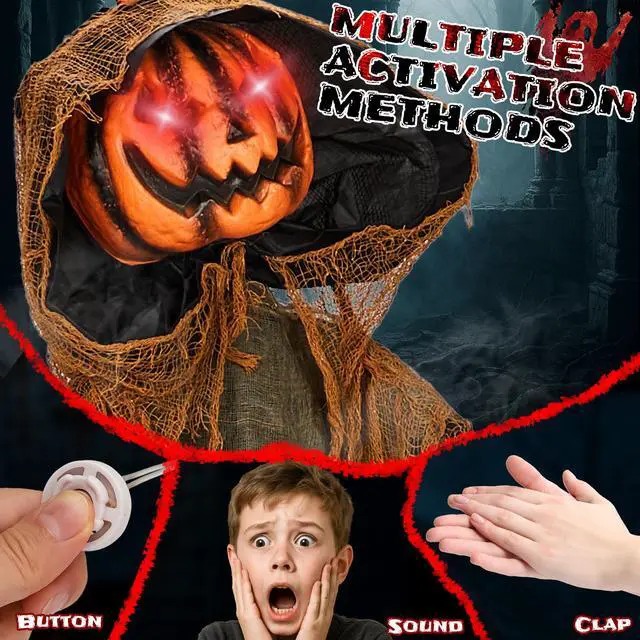 Alt view image 2 of 7 - Yescom 5.8ft Halloween Decorations Life Size Animatronics Pumpkin Ghost Sound-Actived Creepy Sound & Haunted House Props