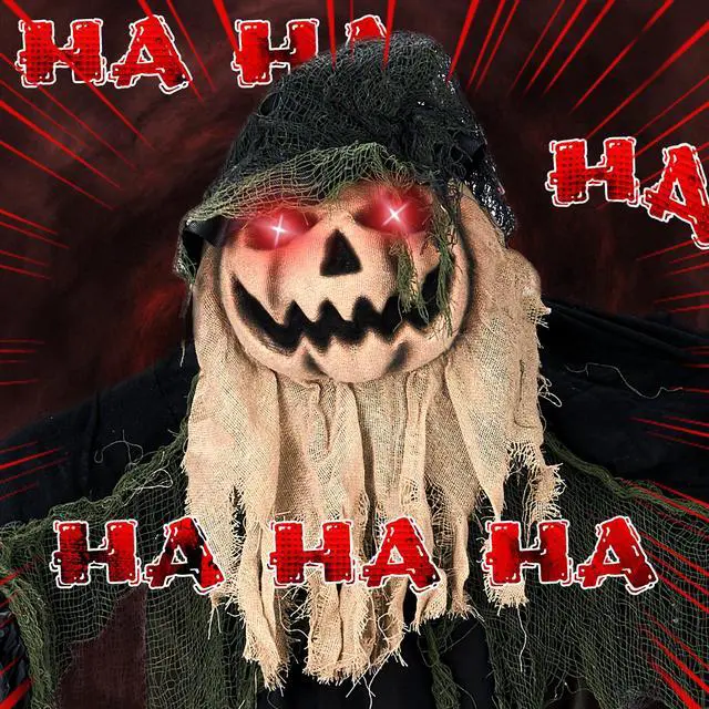 Alt view image 4 of 7 - Yescom 5.7ft Halloween Decorations Animatronics Wizard Pumpkin Face Sound-Actived Creepy Sound & Haunted House Props