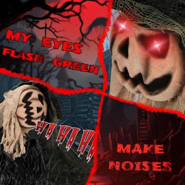 Alt view image 3 of 7 - Yescom 5.7ft Halloween Decorations Animatronics Wizard Pumpkin Face Sound-Actived Creepy Sound & Haunted House Props