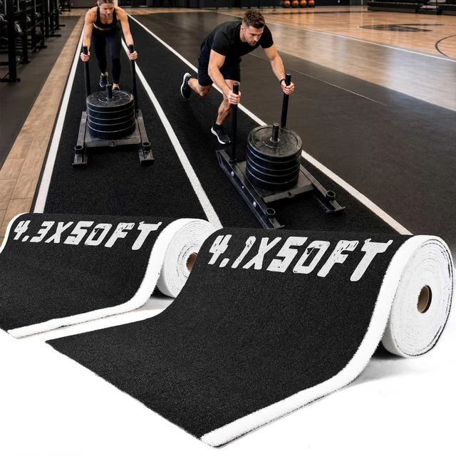 Main image of Yescom 8FTx50FT Black Commercial-Grade Gym Add-on Turf Runway for Sled Track HIFT Training, 0.6"H Elite 17-Yard Sprint Strip for S&C Facility