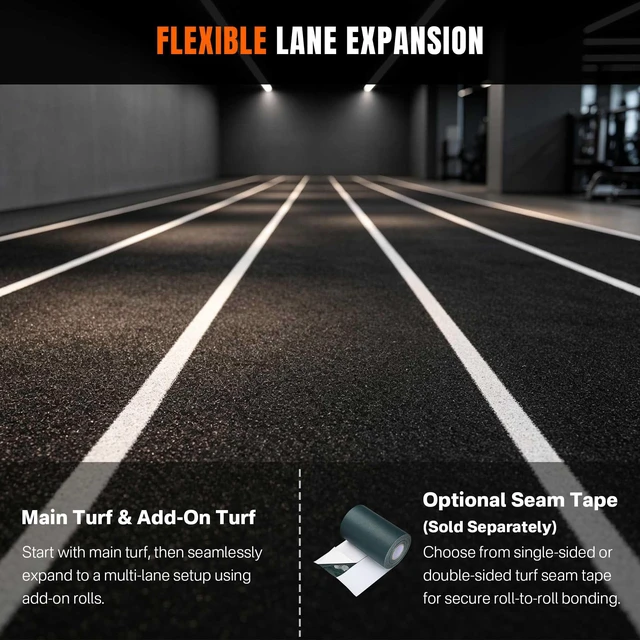 Alt view image 5 of 7 - Yescom 8FTx50FT Black Commercial-Grade Gym Add-on Turf Runway for Sled Track HIFT Training, 0.6"H Elite 17-Yard Sprint Strip for S&C Facility