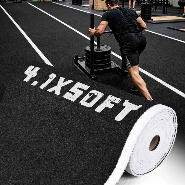 Main image of Yescom 4FTx50FT Black Commercial-Grade Gym Add-on Turf Runway for Sled Track HIFT Training, 0.6"H Elite 17-Yard Sprint Strip for S&C Facility