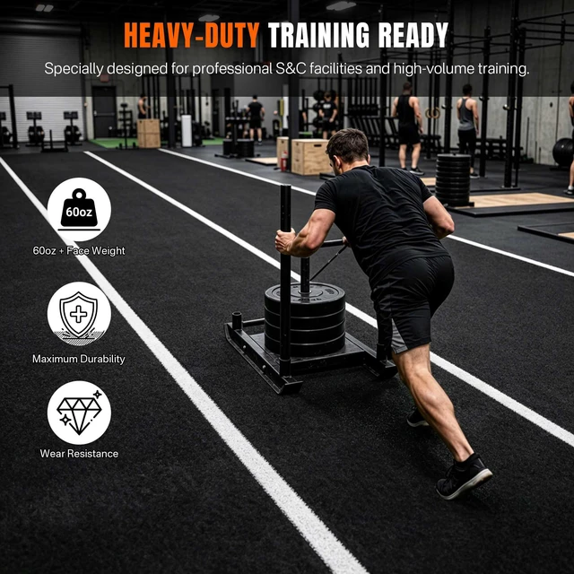 Alt view image 3 of 7 - Yescom 4FTx50FT Black Commercial-Grade Gym Add-on Turf Runway for Sled Track HIFT Training, 0.6"H Elite 17-Yard Sprint Strip for S&C Facility