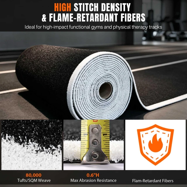 Alt view image 4 of 7 - Yescom 4FTx50FT Black Commercial-Grade Gym Add-on Turf Runway for Sled Track HIFT Training, 0.6"H Elite 17-Yard Sprint Strip for S&C Facility