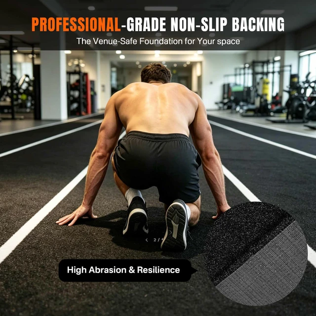 Alt view image 7 of 7 - Yescom 4FTx50FT Black Commercial-Grade Gym Add-on Turf Runway for Sled Track HIFT Training, 0.6"H Elite 17-Yard Sprint Strip for S&C Facility