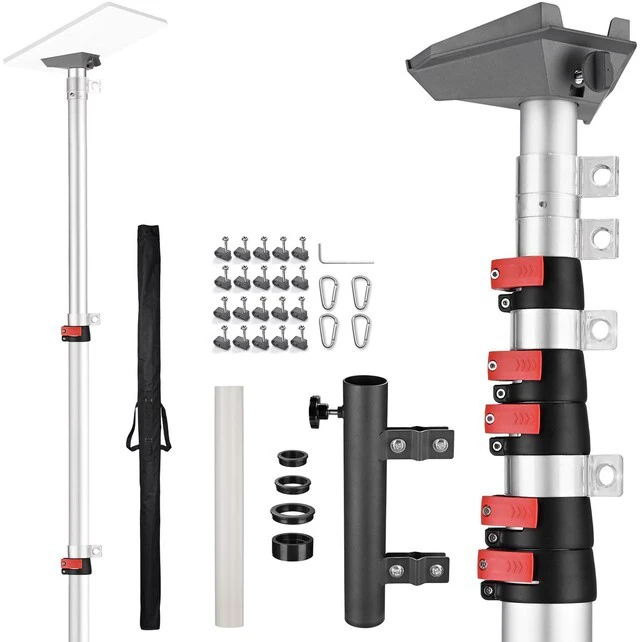 Main image of Yescom EZ GO 30ft Starlink Mini Pole Mount Kit with Ladder Mount & Adapter | Starlink Telescopic Pole and Ground Mount Kit for Off-Grid Camping, Live Broadcast, Includes Portable Flagpole Bag, Silver