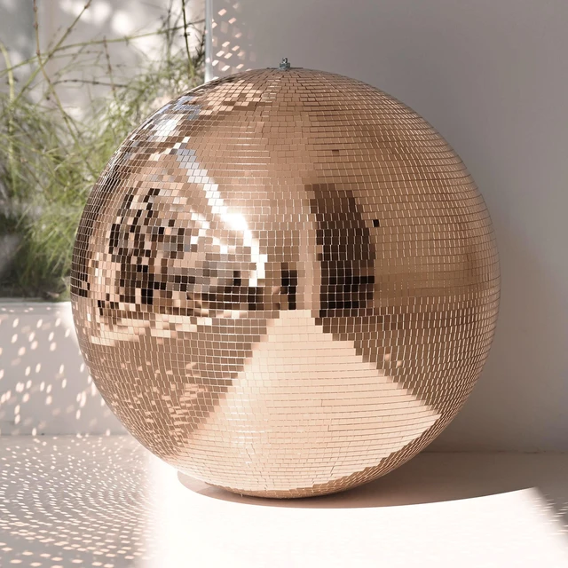 Main image of Yescom 24" Rose Gold Large Disco Ball Glass Mirror Ball Hanging for Wedding Bachelorette Hen Last Disco Groovy Bride Party Decoration