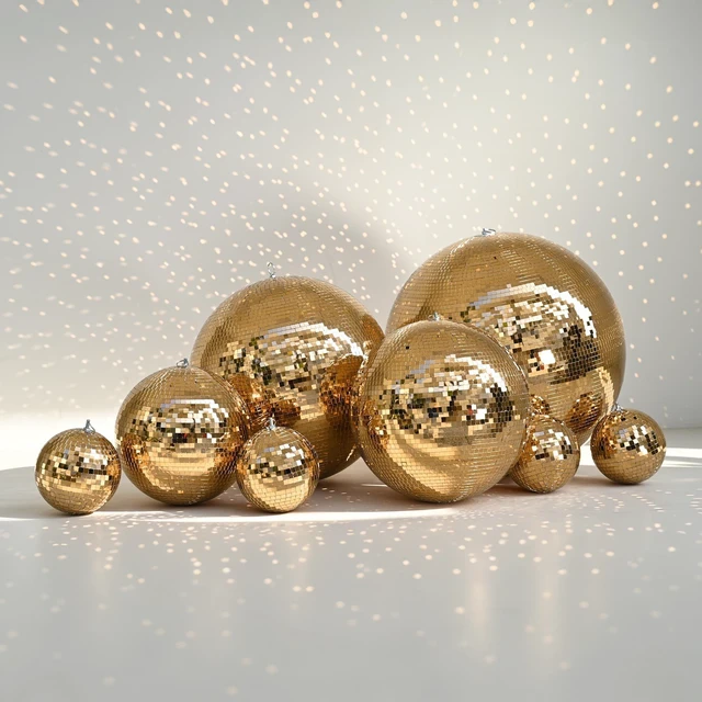 Main image of Yescom Champagne Gold Disco Ball Set 7"/12"/16"/20"/24" Mirror Ball Wedding Set of 8 for Dance Floor Gatsby Studio 54 Theme Luxury Birthday Anniversary Party