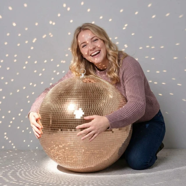 Alt view image 2 of 7 - Yescom 20" Rose Gold Large Disco Ball Big Mirror Ball Hanging for Wedding Bachelorette Hen Last Disco Groovy Bride Party Decoration