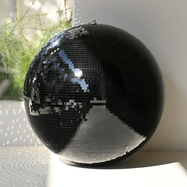Main image of Yescom 24" Black Large Disco Ball Big Mirror Ball Hanging for Wedding Party DJ Club Black-Tie Gothic Modern Industrial Glam Techno Halloween Party