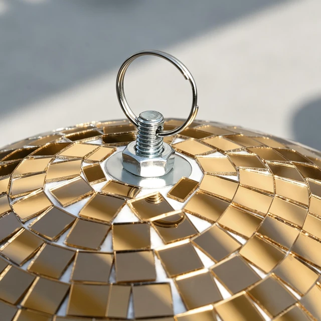 Alt view image 6 of 7 - Yescom 12" Champagne Gold Large Disco Ball Hanging for Wedding Party Big Mirror Ball for Dance Floor Gatsby Studio 54 Theme Birthday Anniversary Decoration