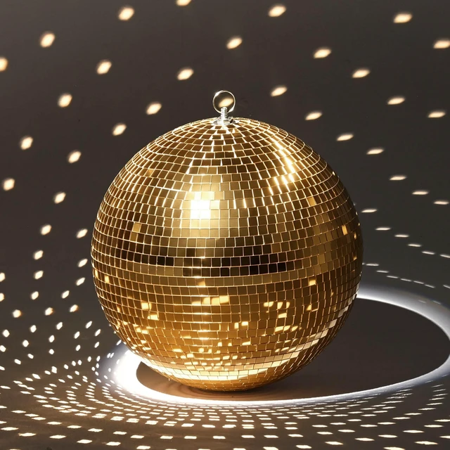 Alt view image 4 of 7 - Yescom 12" Champagne Gold Large Disco Ball Hanging for Wedding Party Big Mirror Ball for Dance Floor Gatsby Studio 54 Theme Birthday Anniversary Decoration
