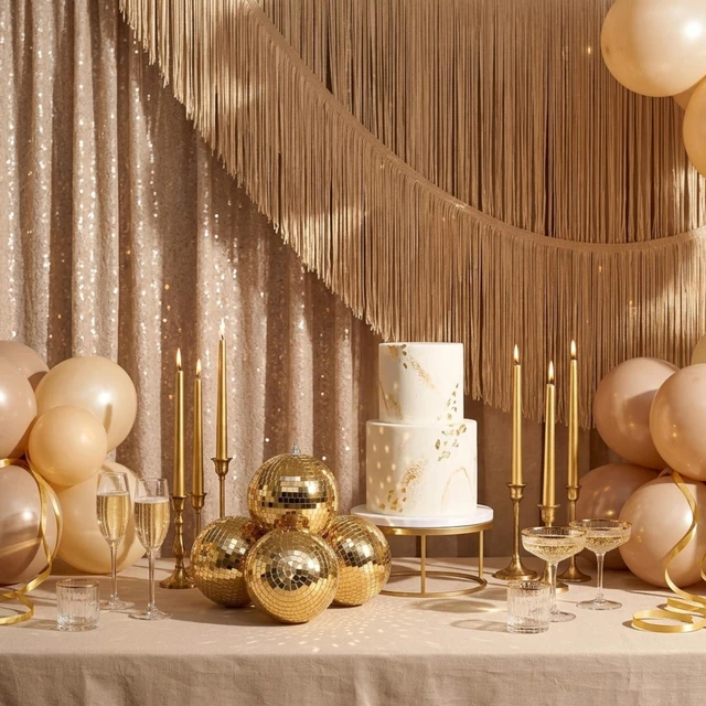Alt view image 2 of 7 - Yescom Champagne Gold 7" Disco Ball Set Mirror Ball Hanging for Wedding Set of 4 for Event Planner Dance Floor Gatsby Studio 54 Theme Luxury Weddings Birthday Party