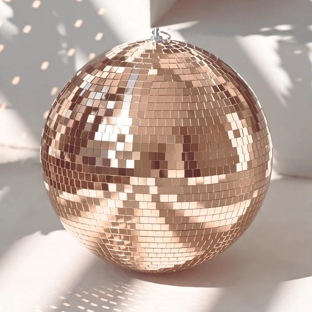 Alt view image 5 of 7 - Yescom 12" Rose Gold Large Disco Ball Big Mirror Ball Hanging for Wedding Events Palnner Bachelorette Hen Party Last Disco Groovy Bride Party Decor