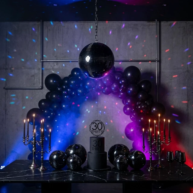 Alt view image 3 of 7 - Yescom 16" Black Large Disco Ball Mirror Big Hanging for Wedding Decoration DJ Club Black-Tie Gothic Weddings Modern Industrial Glam Techno Halloween Party