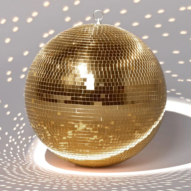 Alt view image 3 of 7 - Yescom 16" Champagne Gold Large Disco Mirror Ball Hanging for Wedding Party Dance Floor Gatsby Studio 54 Theme Luxury Wedding Birthday Anniversary Party