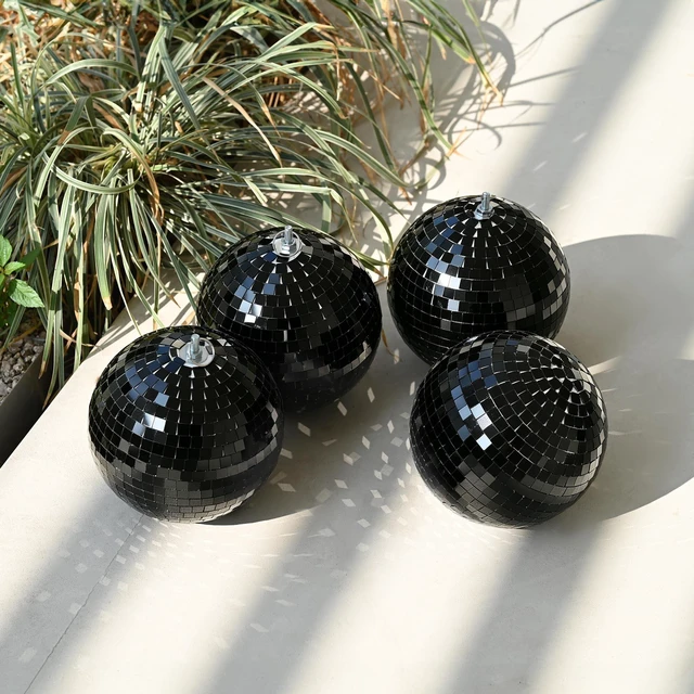 Alt view image 2 of 7 - Yescom Black 7" Disco Ball Set Mirror Ball Hanging 4 Pack for Wedding Party DJ Club Black-Tie Gothic Modern Industrial Glam Techno Halloween Party